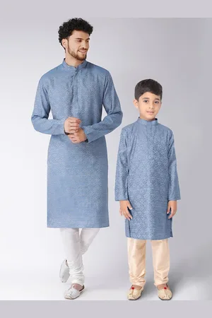 TABARD Boys Blue Floral Patterned Kurta with Pyjamas