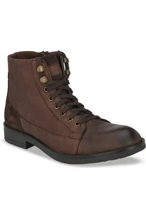 Delize Men Brown High-Top Flat Boots
