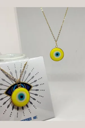 EL REGALO Yellow & Gold-Toned Evil Eye Tribal Necklace