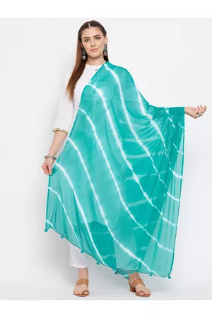 Clora Creation Women Blue & White Striped Dupatta
