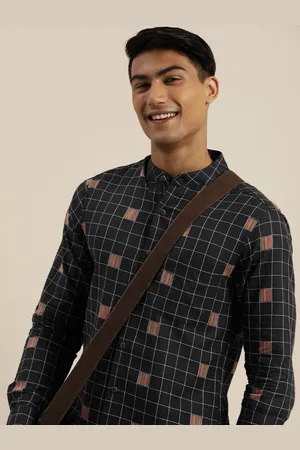 Taavi Men Black Grid Tattersall Checked Woven Legacy Casual Shirt