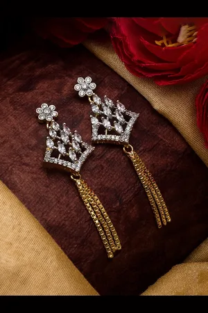 Aadita Gold-Toned & White Floral Drop Earrings