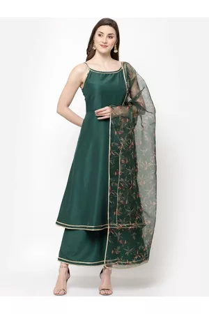 Myshka Women Green Kurta with Palazzos & With Dupatta