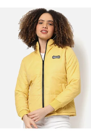 Campus Women Yellow Windcheater Outdoor Padded Jacket