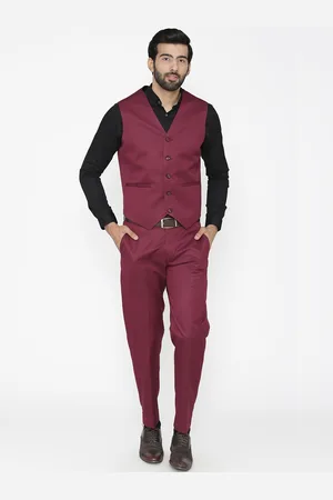 Wintage Men Magenta Solid Regular Fit Party Suit