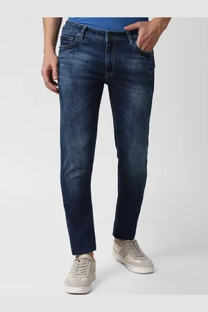 Peter England Men Navy Blue Slim Fit Light Fade Jeans