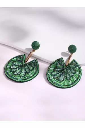 DEEBACO Green Tropical Appeal Circular Drop Earrings