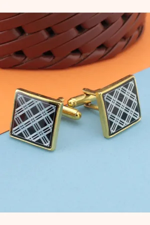 Kavove Men Black & White The Check Hustle Cufflink