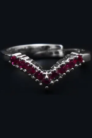 HIFLYER JEWELS HIFLYER Rhodium-Plated Pink CZ-Studded Adjustable Finger Ring