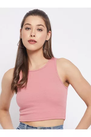 LE BOURGEOIS Women Pink Solid Crop Top