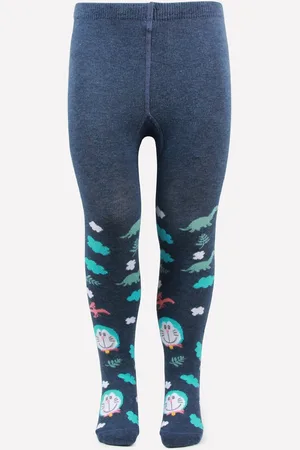 Bonjour Girls Navy Blue Doraemon Printed Stockings