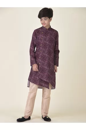 TABARD Boys Purple Abstract Printed Kurta