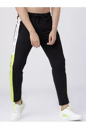 LocoMotive Men Black & White Solid Slim-Fit Track Pants