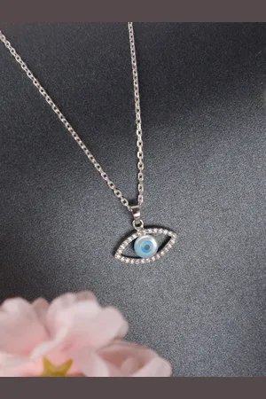 CLARA Sterling Silver Evil Eye Chain Pendant