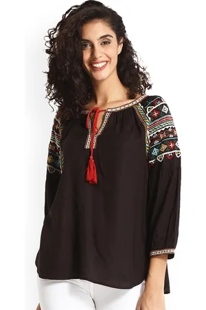 Gipsy Women Black Solid Top