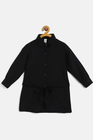 Scouph Black Shirt Waist Tie Up Dress