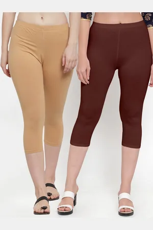 Jinfo Pack of 2 Women Beige & Maroon Solid Cotton Capris