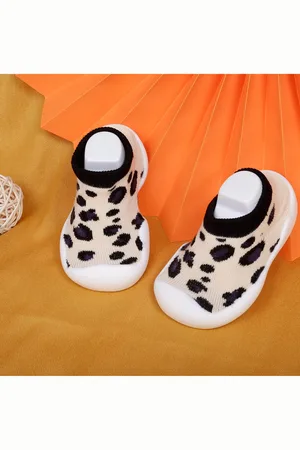 Baby Moo Unisex Kids Beige Printed Sneakers