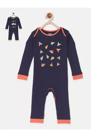 mackly Infant Boys Pack Of 2 Printed 100% Cotton Rompers