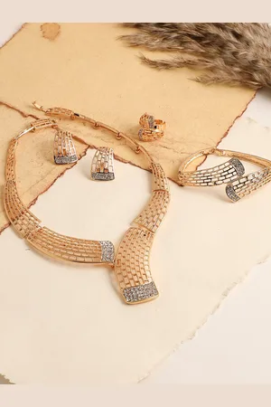 SOHI Gold-Plated White Stone- Studded Jewellery Set