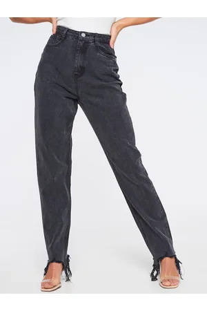 Missguided high rise crop leg carrot jeans in ecru