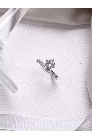 Joker & Witch Silver-Toned White Stone-Studded Adjustable Finger Ring