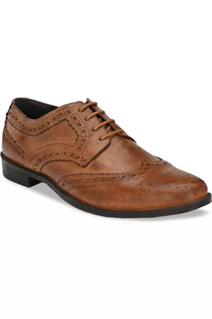 CARLO ROMANO Men Tan Brown Solid Burnish Leather Brogues