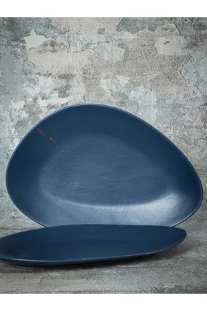 GOODHOMES Set Of 2 Blue Solid Serveware