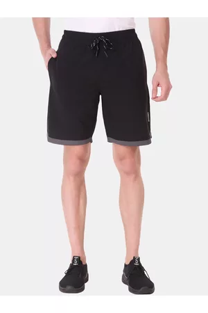 FITINC Men Black Colourblocked Running Sports Shorts