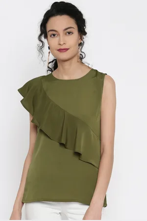 Miss Chase Women Olive Green Solid Top