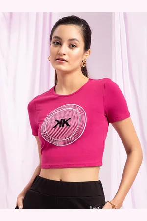 KENDALL + KYLIE Women Fuchsia Slim Fit T-shirt