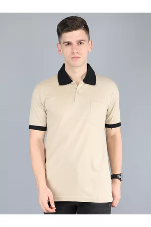 Fleximaa Men Beige Polo Collar T-shirt
