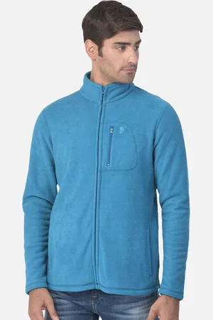 Woodland Men Blue Solid Front-Open Sweatshirt