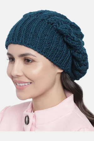 Magic Needles Women Teal Blue Handmade Shroom Beanie