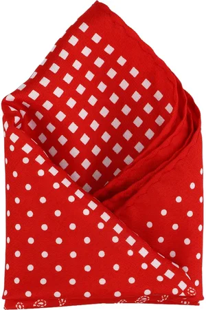 Calvadoss Men Red & White Printed Pocket Square