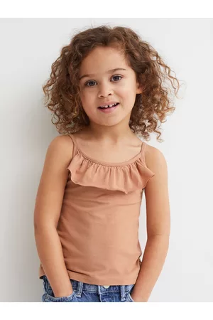 H&M Girls Pack of 3 Brown & Purple Solid Cotton Strappy Tops
