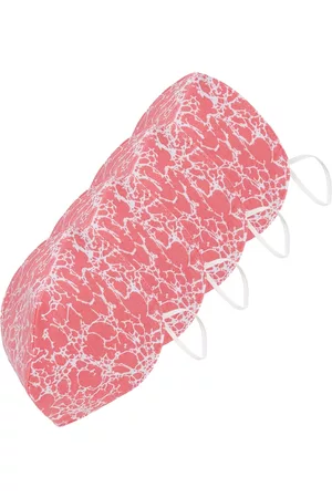 SOJANYA Unisex Pack of 4 Coral Pink & White Printed 3-Ply Reusable Outdoor Cloth Masks
