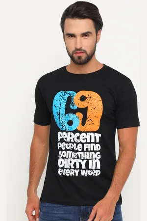 Bushirt Men Black Printed Round Neck T-shirt