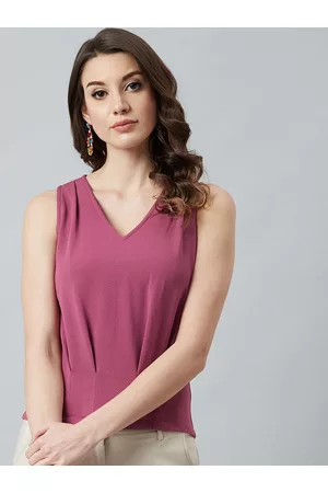ATHENA Pink V-Neck Pleated Top