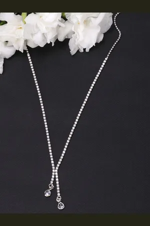JEWELS GEHNA Woman Silver-Toned & White Silver-Plated Handcrafted Necklace