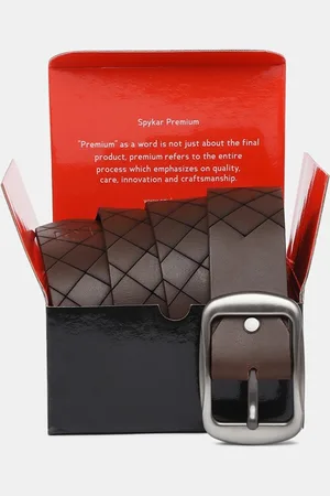 SPYKAR Men Brown Checked Leather Belt