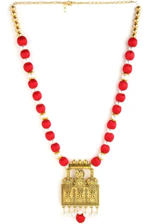 Akshara Clothing Gold-Toned & White German Silver Gold-Plated Handcrafted Necklace