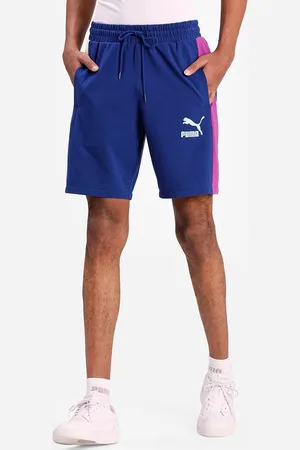 PUMA Men Blue Solid Regular Fit Cotton Sports Shorts