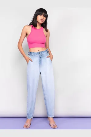 FREAKINS Women Stunning Blue Relaxed Fit Cropped Jeans