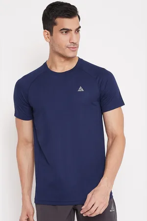 ATHLISIS Men Navy Blue Solid Rapid Dry Running T-shirt