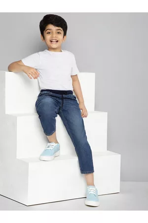 HERE&NOW Boys Blue Regular Fit Clean Look Stretchable Jeans
