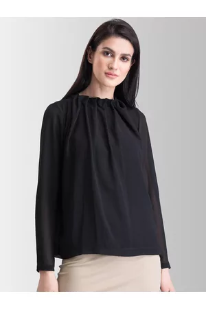 FableStreet Women Black Solid Top
