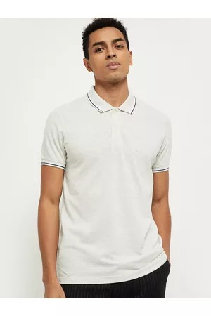 Max Collection Men Off White Polo Collar T-shirt