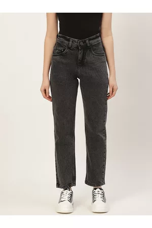 PARIS HAMILTON Women Charcoal Boyfriend Fit High-Rise Light Fade Jeans