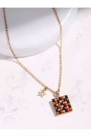 DEEBACO Green & Gold-Toned Rose Gold-Plated Necklace